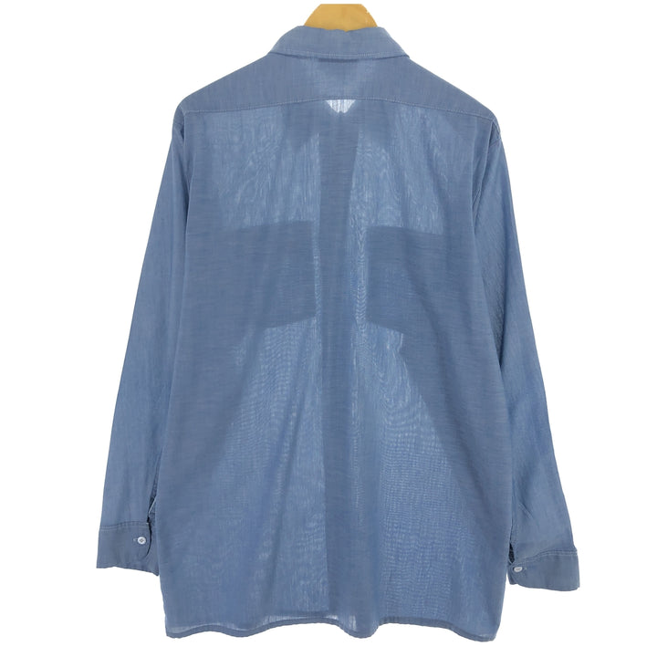 Dickies Chambray Long Sleeve Work Shirt, Men's Size L polyester Blue type light blue Vintage Second Hand