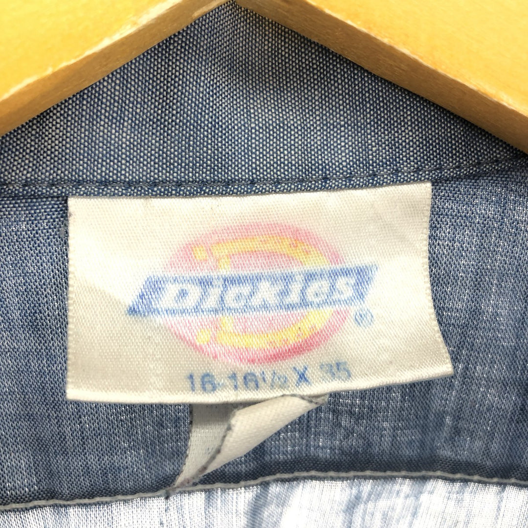 Dickies Chambray Long Sleeve Work Shirt, Men's Size L polyester Blue type light blue Vintage Second Hand