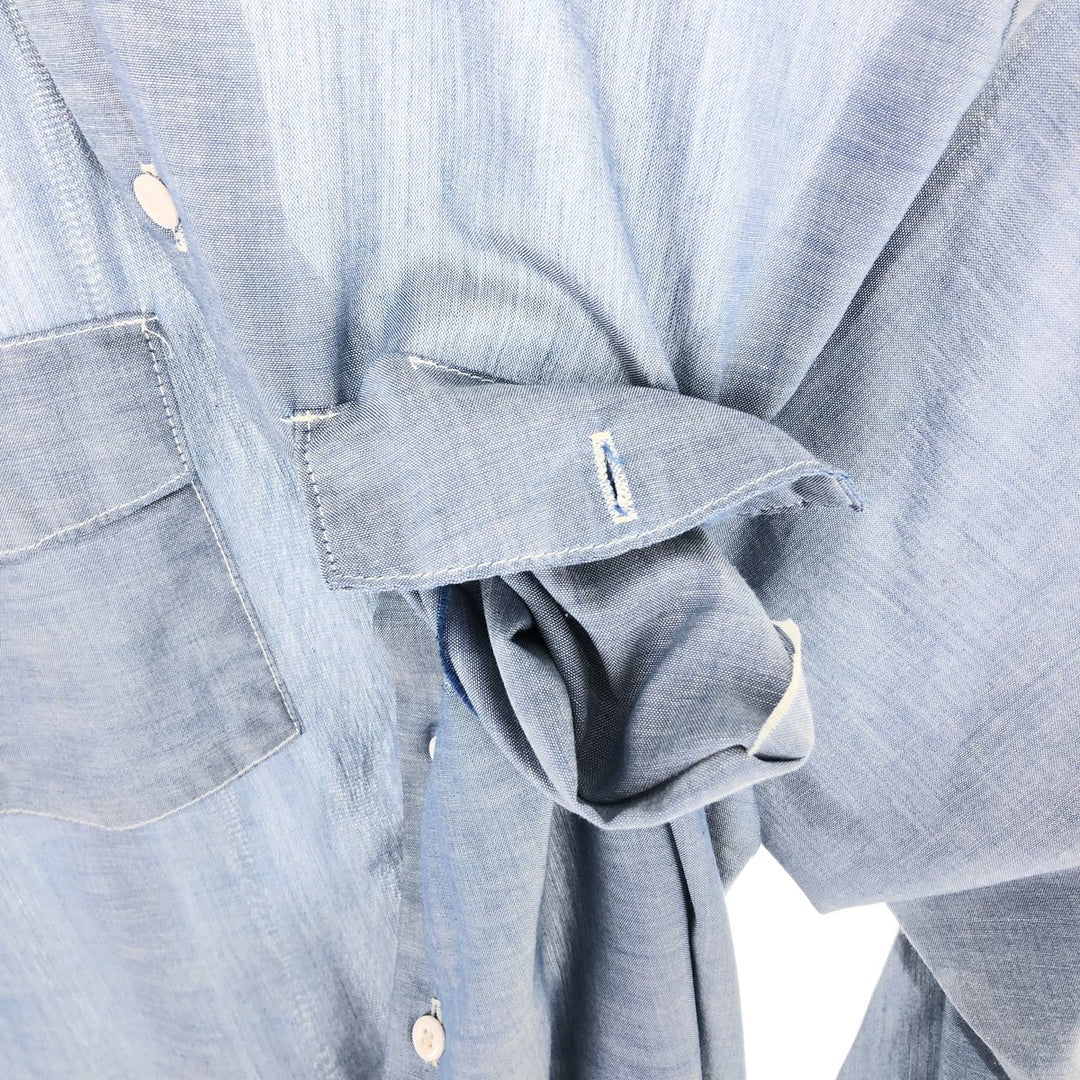 Dickies Chambray Long Sleeve Work Shirt, Men's Size L polyester Blue type light blue Vintage Second Hand