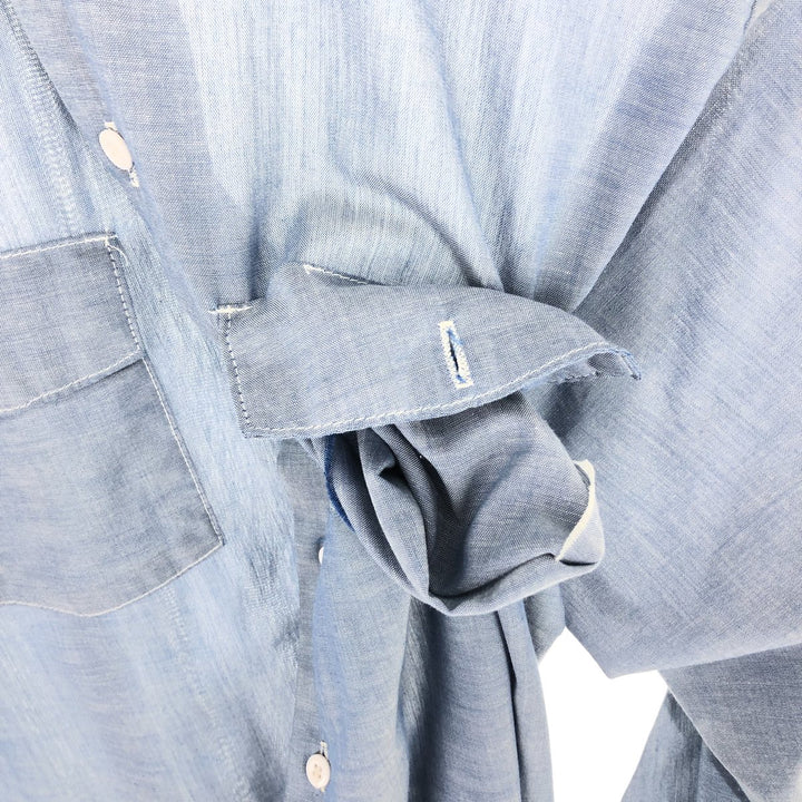 Dickies Chambray Long Sleeve Work Shirt, Men's Size L polyester Blue type light blue Vintage Second Hand