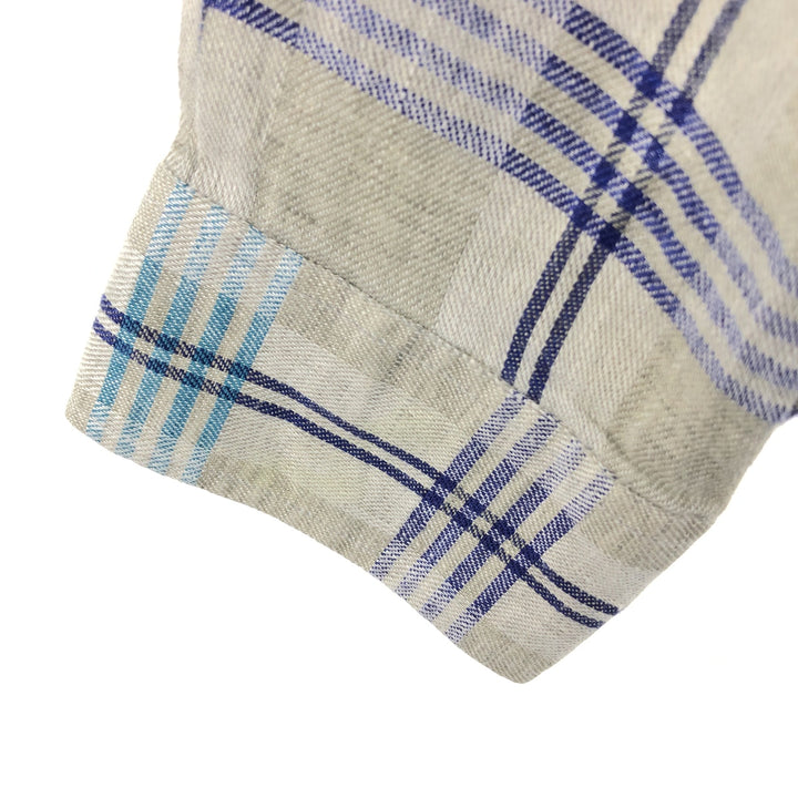 LMAGNIN Check Pattern Long Sleeve Linen Shirt Made in Italy Men's M size /eaa469659