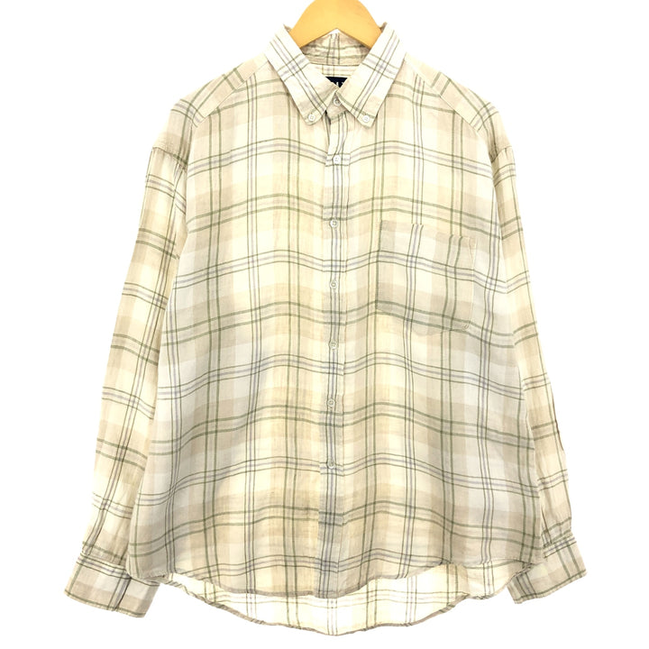 90'S GAP Old Gap Check Pattern Long Sleeve Linen Shirt Men's XL Vintage /eaa469661