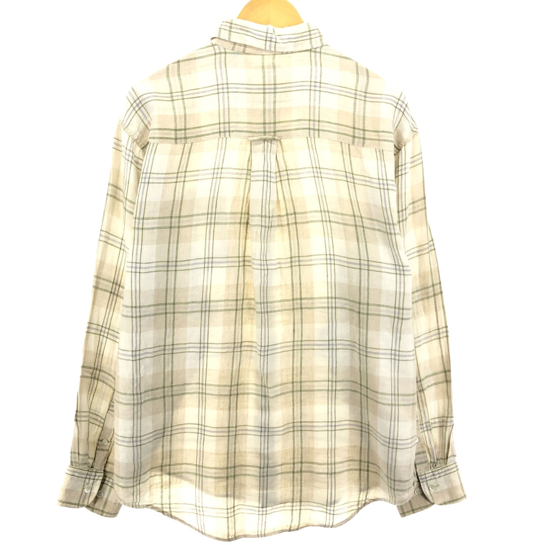 90'S GAP Old Gap Check Pattern Long Sleeve Linen Shirt Men's XL Vintage /eaa469661