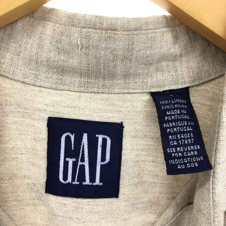 90'S GAP Old Gap Wide Collar Long Sleeve Linen Shirt Men's L Size Vintage /eaa469664