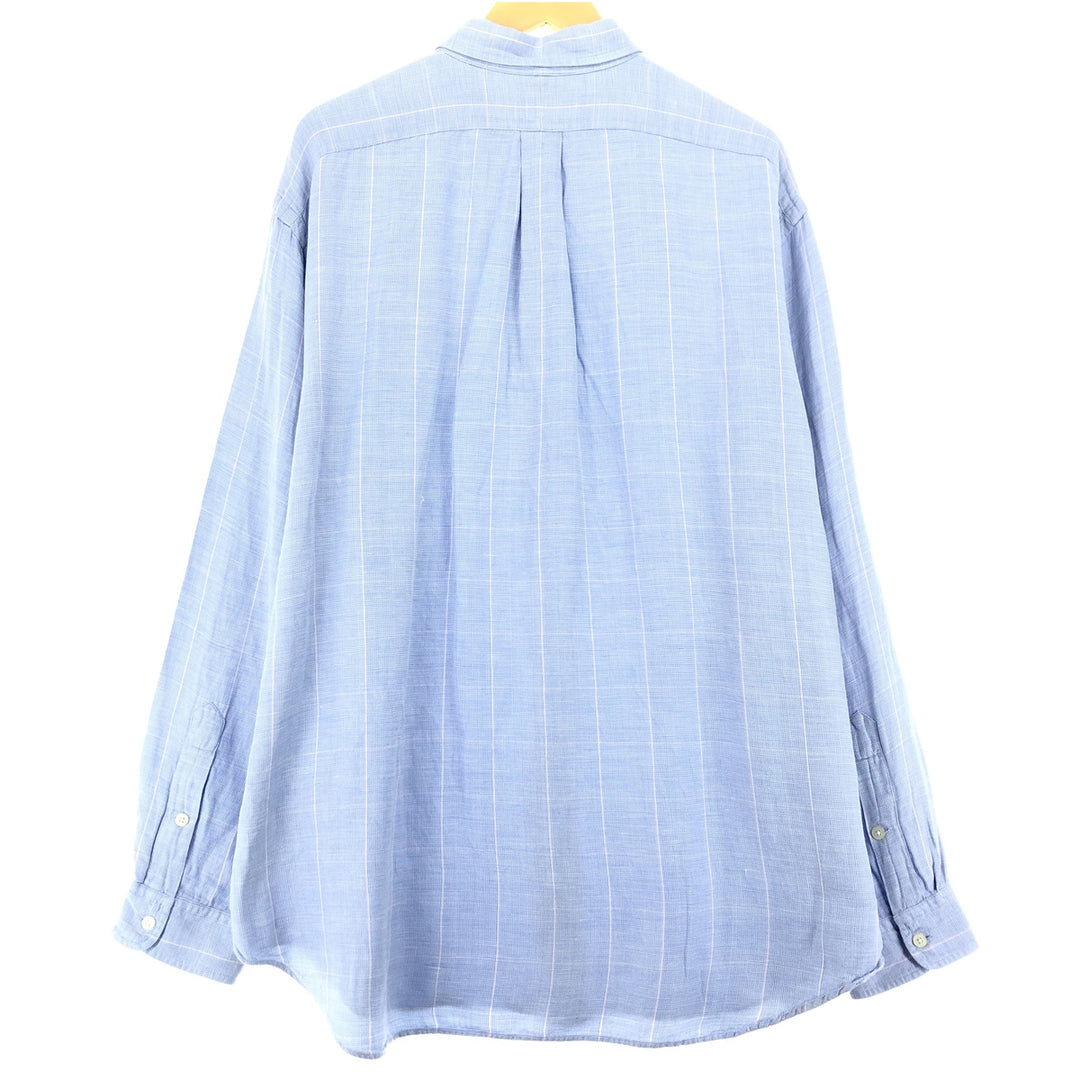 Ralph Lauren RALPH LAUREN GOLF Check Pattern Long Sleeve Silk x Linen Button Down Shirt Men's XL /eaa469665