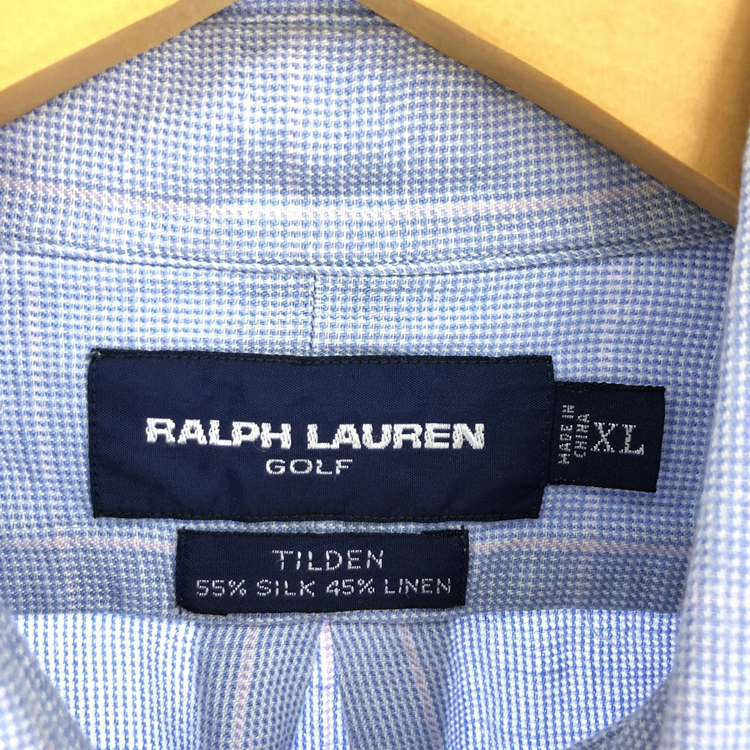 Ralph Lauren RALPH LAUREN GOLF Check Pattern Long Sleeve Silk x Linen Button Down Shirt Men's XL /eaa469665