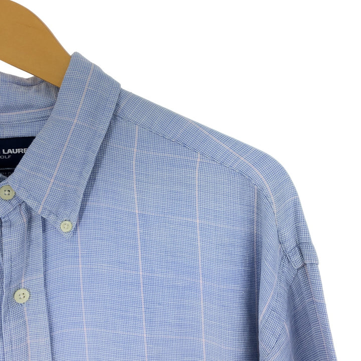 Ralph Lauren RALPH LAUREN GOLF Check Pattern Long Sleeve Silk x Linen Button Down Shirt Men's XL /eaa469665