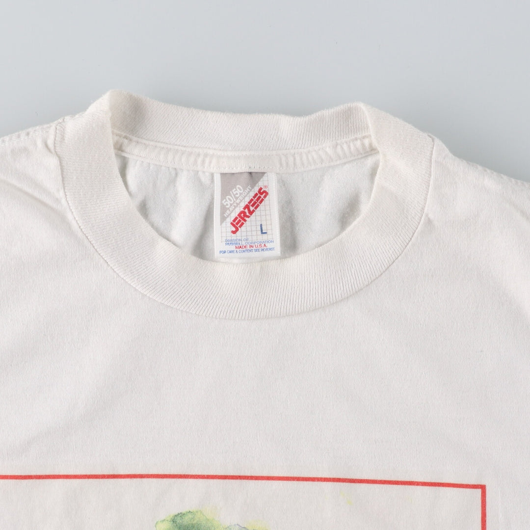 90'S Jerzees 50/50 HEAVWEIGHT Cat Pattern Animal T-shirt Made in USA Men's L size Vintage /eaa469731