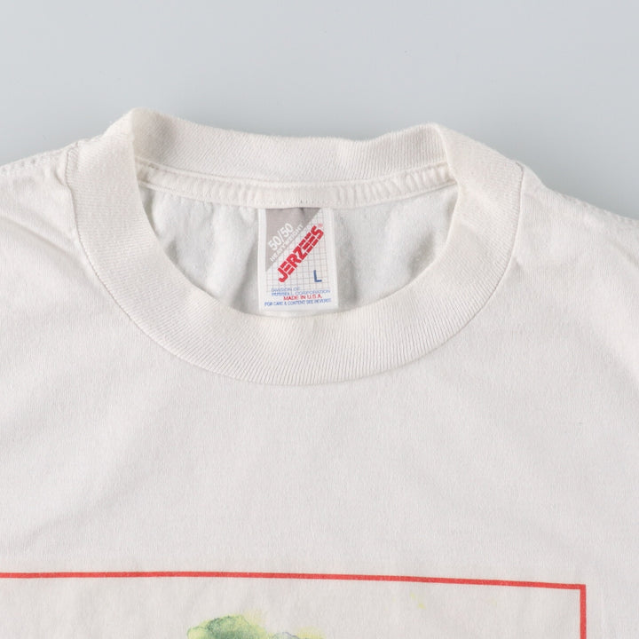90'S Jerzees 50/50 HEAVWEIGHT Cat Pattern Animal T-shirt Made in USA Men's L size Vintage /eaa469731
