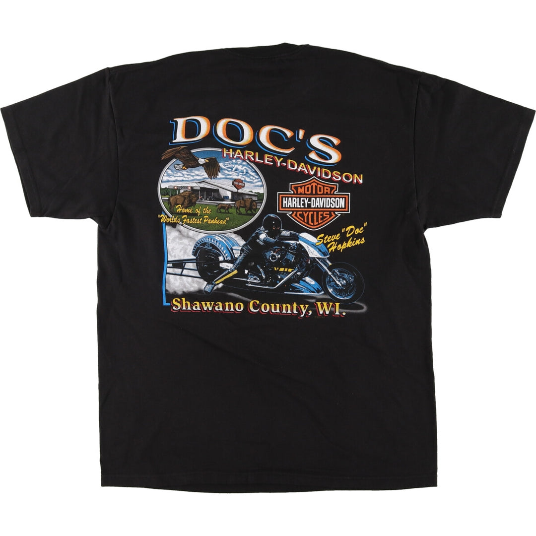 00'S Harley-Davidson Wolf Pattern Motorcycle Bike T-shirt Made in USA Men's L size /eaa469737