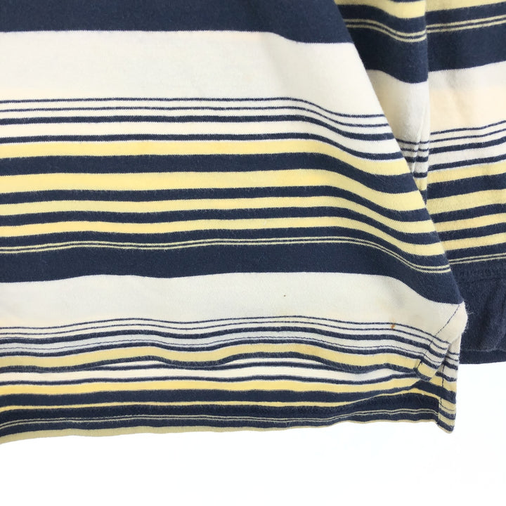 Vintage 90'S Tommy Hilfiger long-sleeved striped polo shirt, men's size XL cotton navy blue type Vintage Second Hand