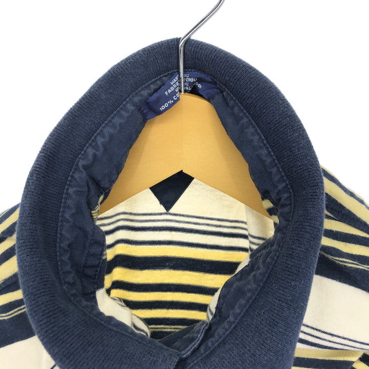 Vintage 90'S Tommy Hilfiger long-sleeved striped polo shirt, men's size XL cotton navy blue type Vintage Second Hand