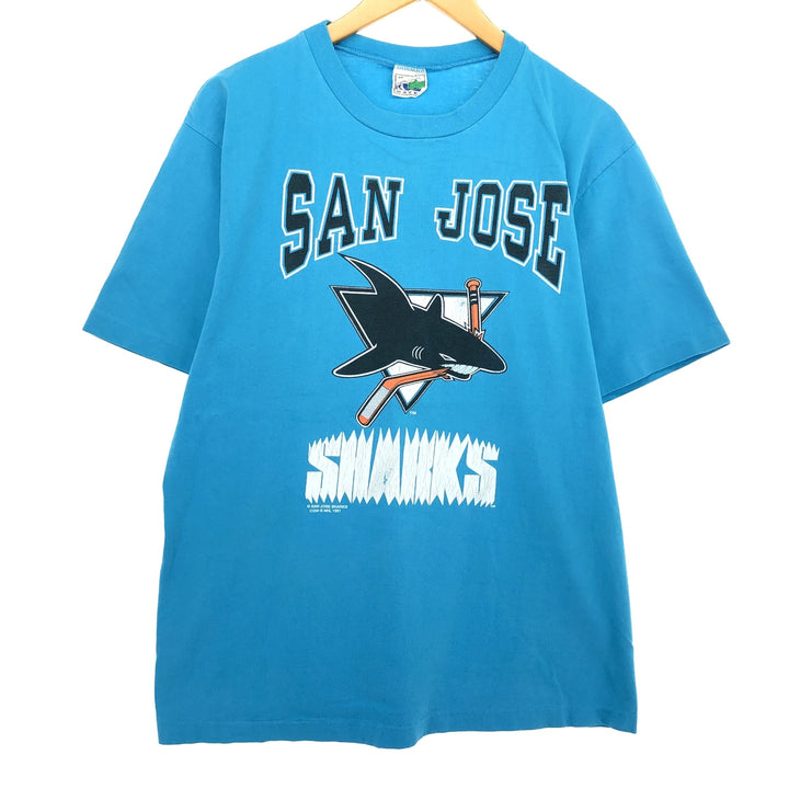 90'S WAVES NHL SAN JOSE SHARKS San Jose Sharks sports print T-shirt made in Canada men's size M vintage /eaa469826