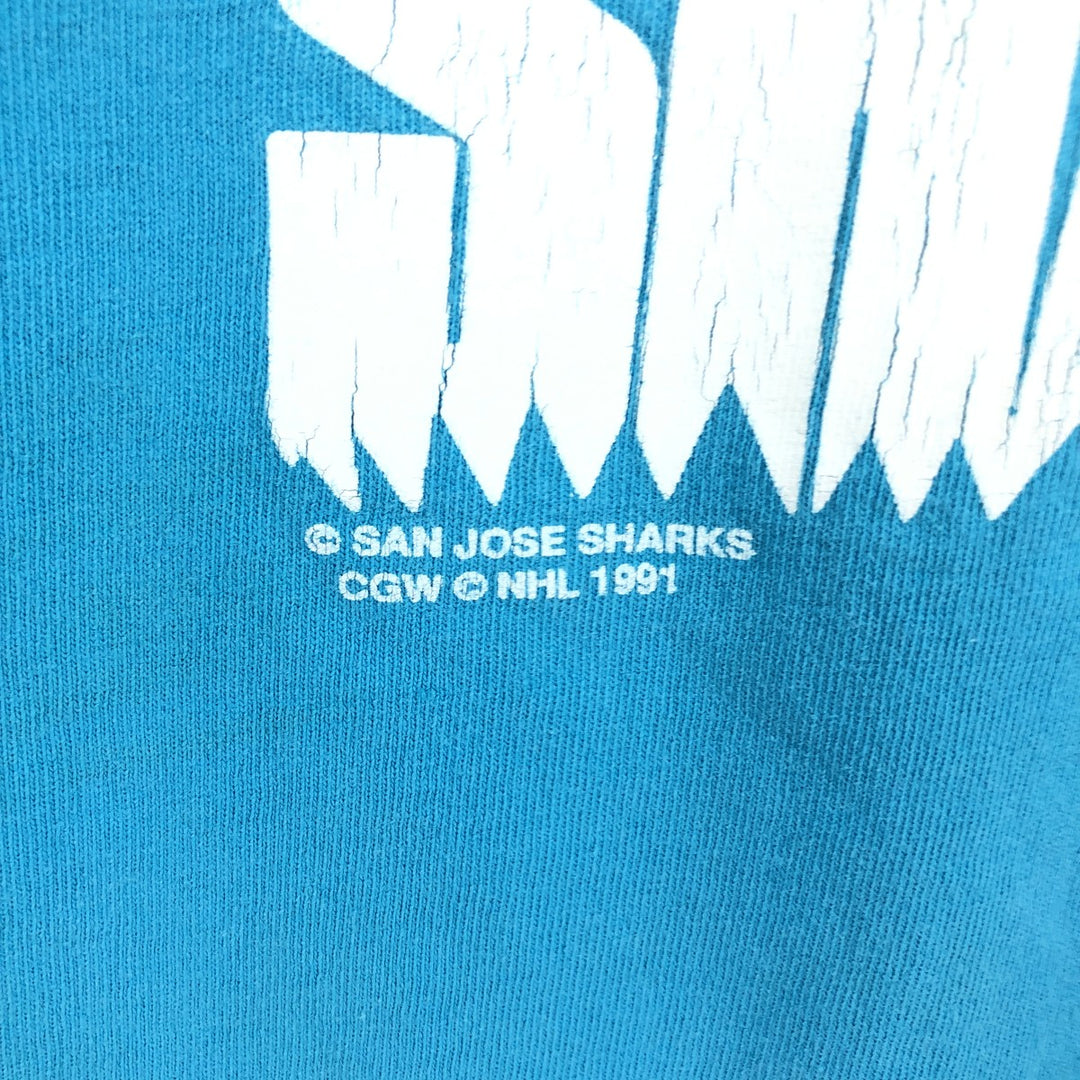 90'S WAVES NHL SAN JOSE SHARKS San Jose Sharks sports print T-shirt made in Canada men's size M vintage /eaa469826