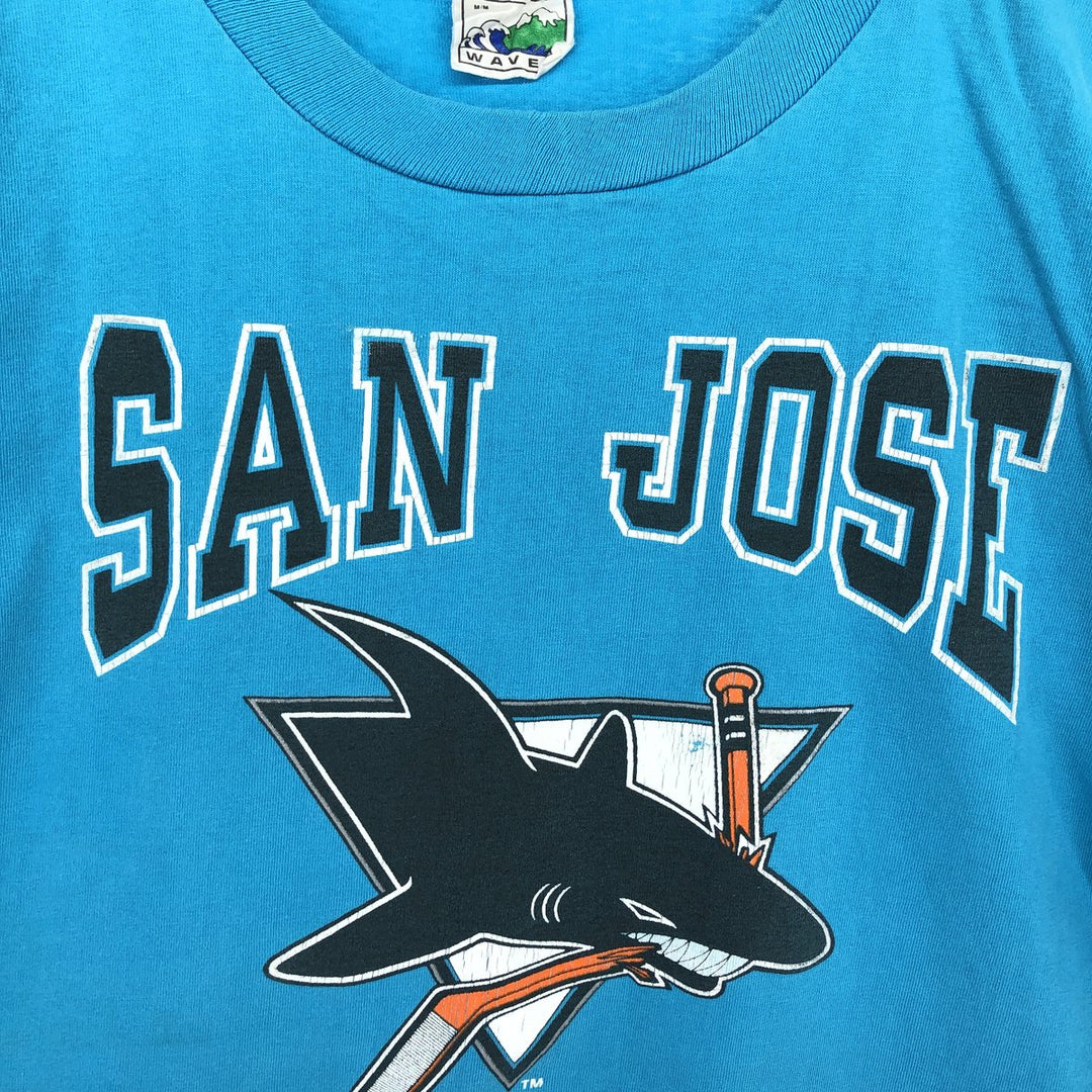 90'S WAVES NHL SAN JOSE SHARKS San Jose Sharks sports print T-shirt made in Canada men's size M vintage /eaa469826