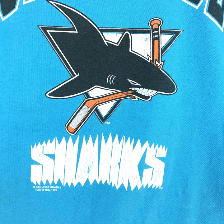 90'S WAVES NHL SAN JOSE SHARKS San Jose Sharks sports print T-shirt made in Canada men's size M vintage /eaa469826