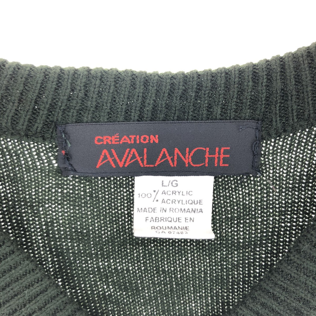 CREATION AVALANCHE V-neck acrylic knit vest, men's size L /eaa469988