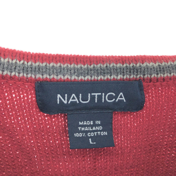 NAUTICA V-neck cotton knit vest, men's size L / eaa469989