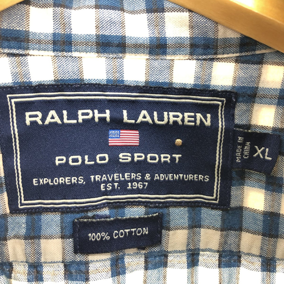 90'S Ralph Lauren Polo Sport long sleeve button down check shirt men's XL size vintage /eaa470010