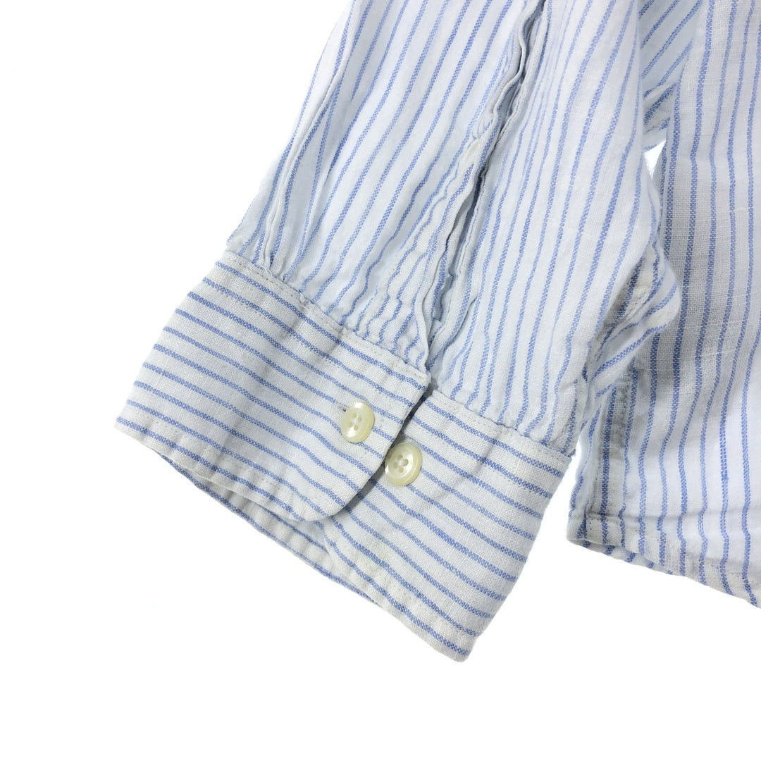 Brooks Brothers 346 Stripe Pattern Long Sleeve Linen Button Down Shirt Men's XXL / eaa470500