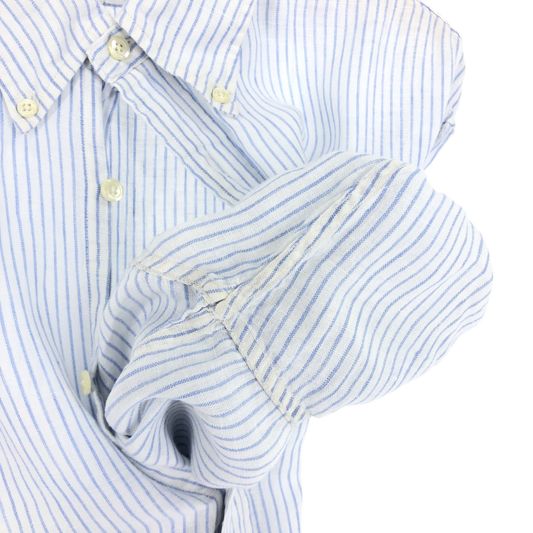 Brooks Brothers 346 Stripe Pattern Long Sleeve Linen Button Down Shirt Men's XXL / eaa470500