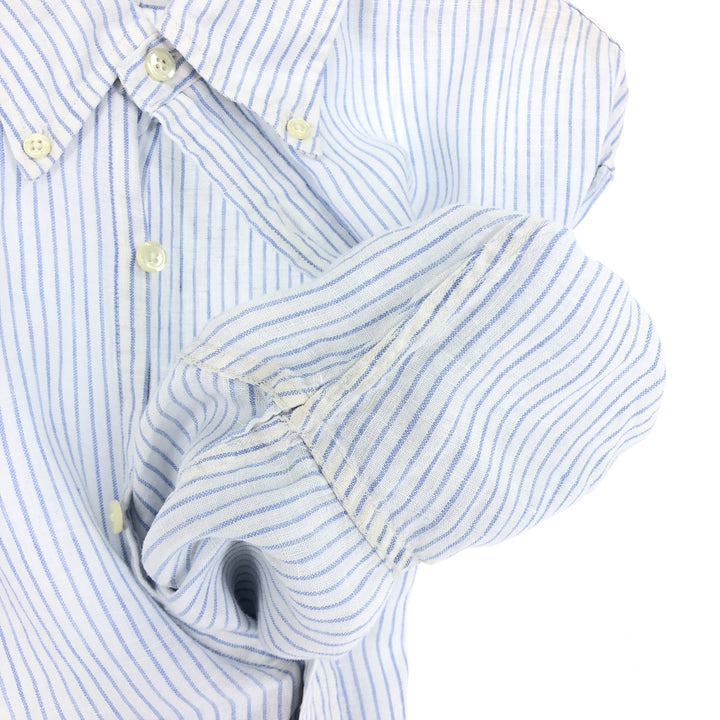 Brooks Brothers 346 Stripe Pattern Long Sleeve Linen Button Down Shirt Men's XXL / eaa470500