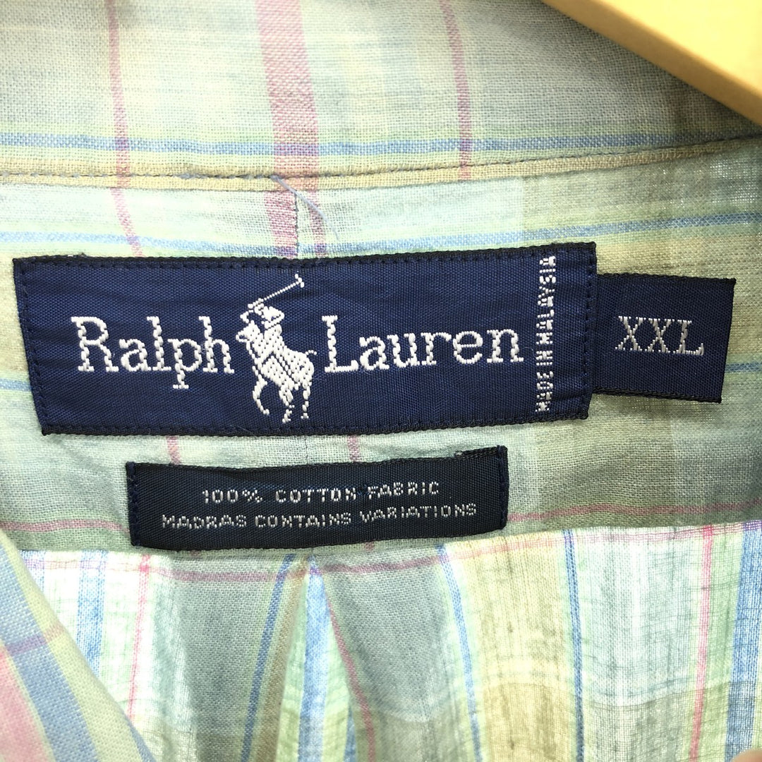 Ralph Lauren long sleeve button down check shirt for men, equivalent to XXL / eaa470608