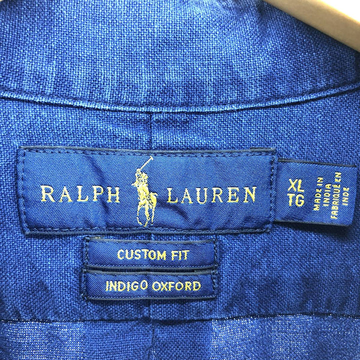 Ralph Lauren CUSTOM FIT INDIGO OXFORD long sleeve button down shirt, men's XL size / eaa470650