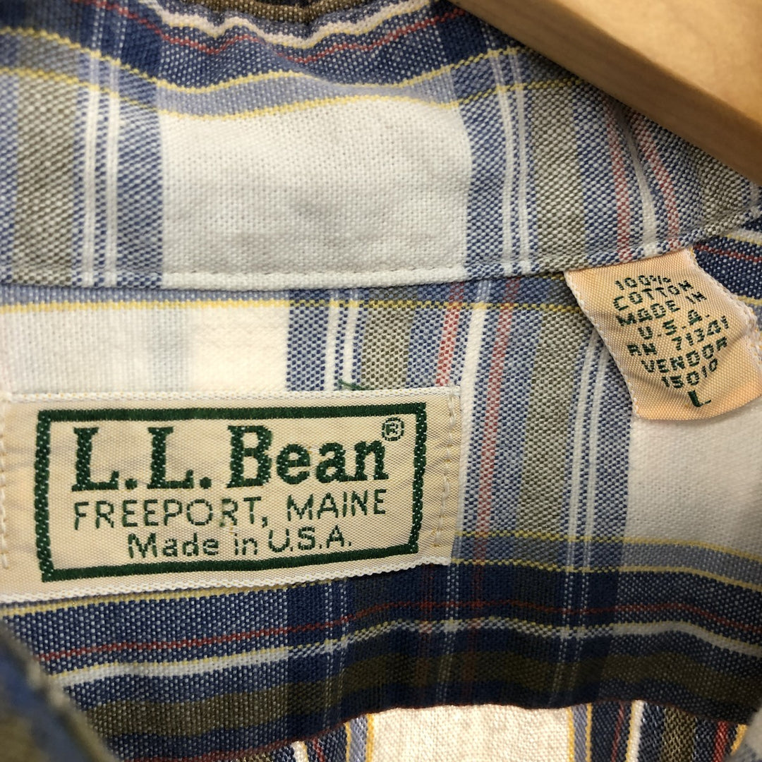 00'S LLBean long sleeve cotton check shirt made in USA, men's size L /eaa470734