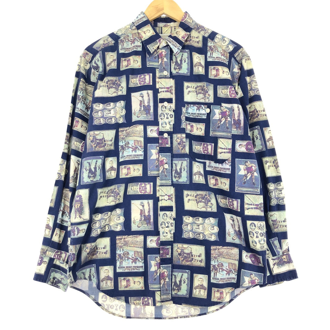 90'S Banana Republic BANANA REPUBLIC all-over print long sleeve cotton shirt men's size S vintage /eaa470740