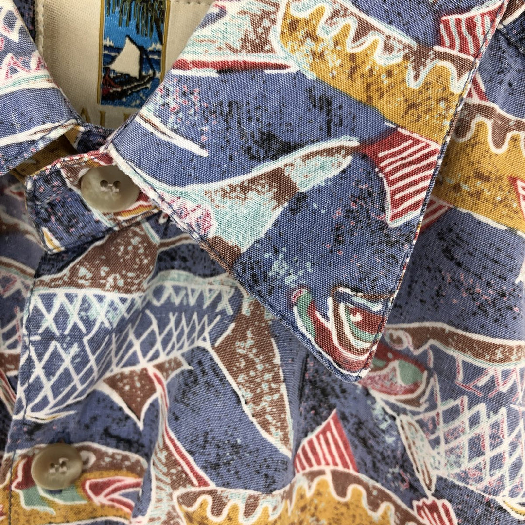 90'S Kahala Fish Pattern Hawaiian Aloha Shirt Made in Hawaii Men's M Size Vintage /eaa470765
