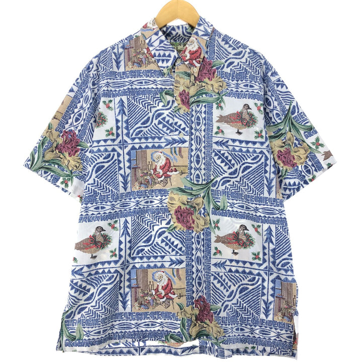 Reyn Spooner MELE KALIKIMAKA All-over Print Button-Down Hawaiian Aloha Shirt Made in Hawaii Men's XL Vintage /eaa470772