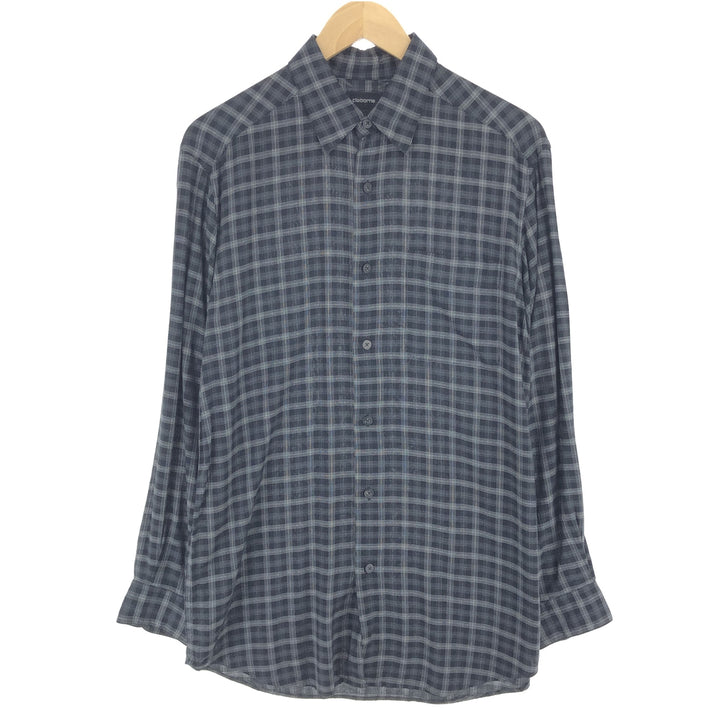 CLAIBORNE Check Pattern Long Sleeve Rayon Shirt Men's M Size /eaa470779