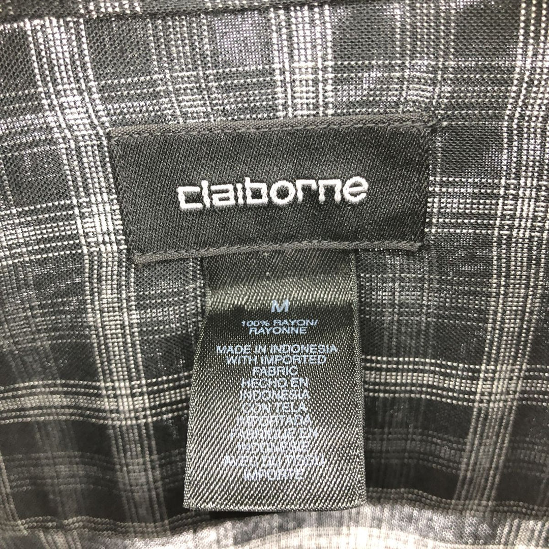 CLAIBORNE Check Pattern Long Sleeve Rayon Shirt Men's M Size /eaa470779