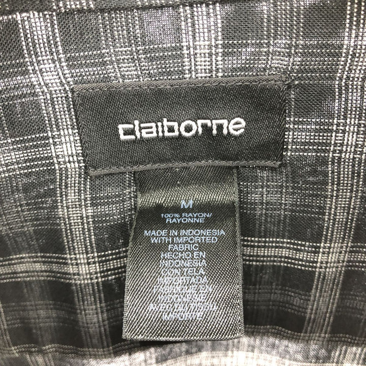 CLAIBORNE Check Pattern Long Sleeve Rayon Shirt Men's M Size /eaa470779