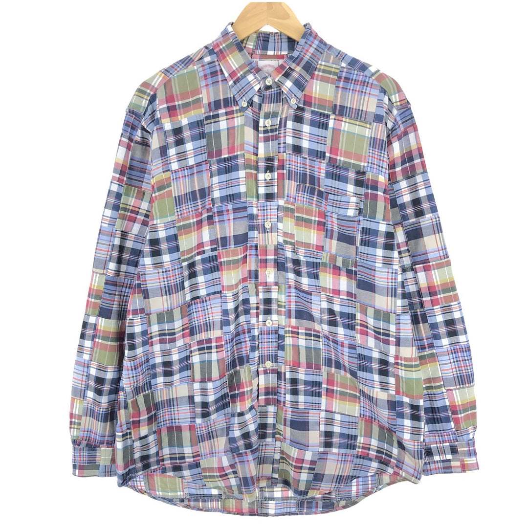 Brooks Brothers 346 Patchwork Long Sleeve Button-Down Check Shirt Men's Size L / eaa470791