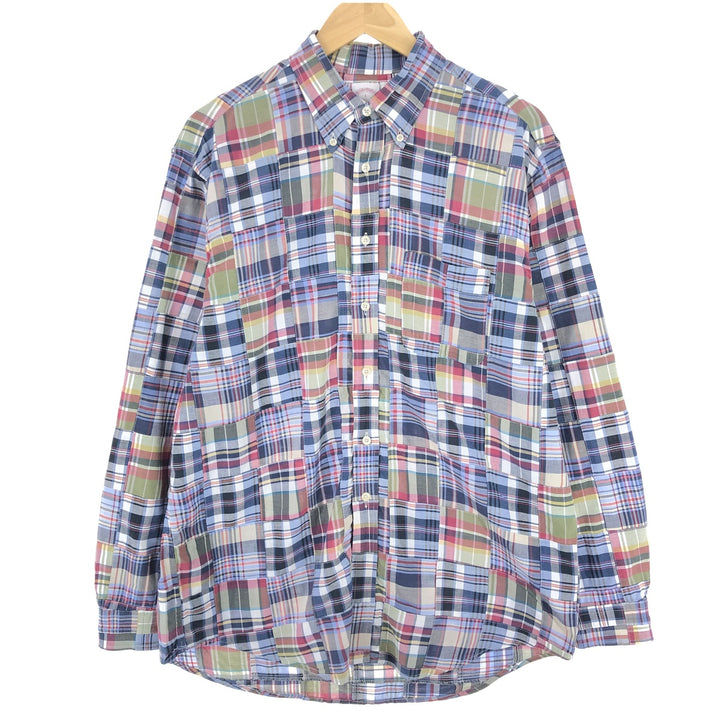 Brooks Brothers 346 Patchwork Long Sleeve Button-Down Check Shirt Men's Size L / eaa470791