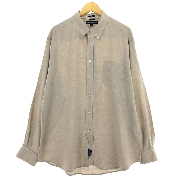 00'S Tommy Hilfiger Long Sleeve Linen Button Down Shirt Men's XL /eaa470792