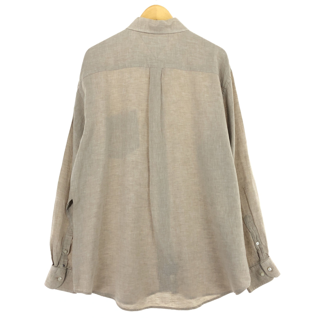 00'S Tommy Hilfiger Long Sleeve Linen Button Down Shirt Men's XL /eaa470792