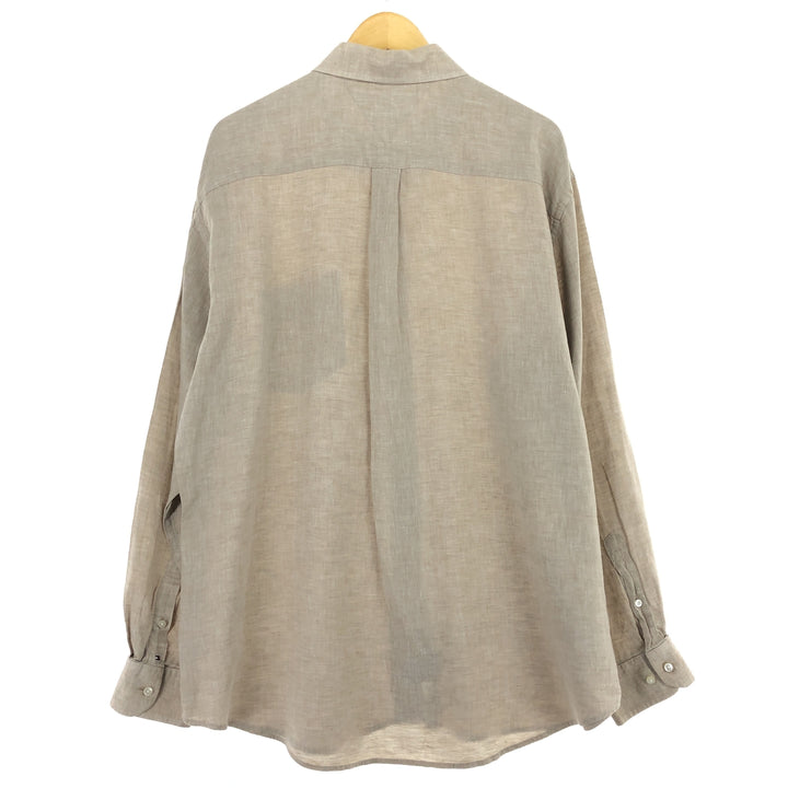 00'S Tommy Hilfiger Long Sleeve Linen Button Down Shirt Men's XL /eaa470792