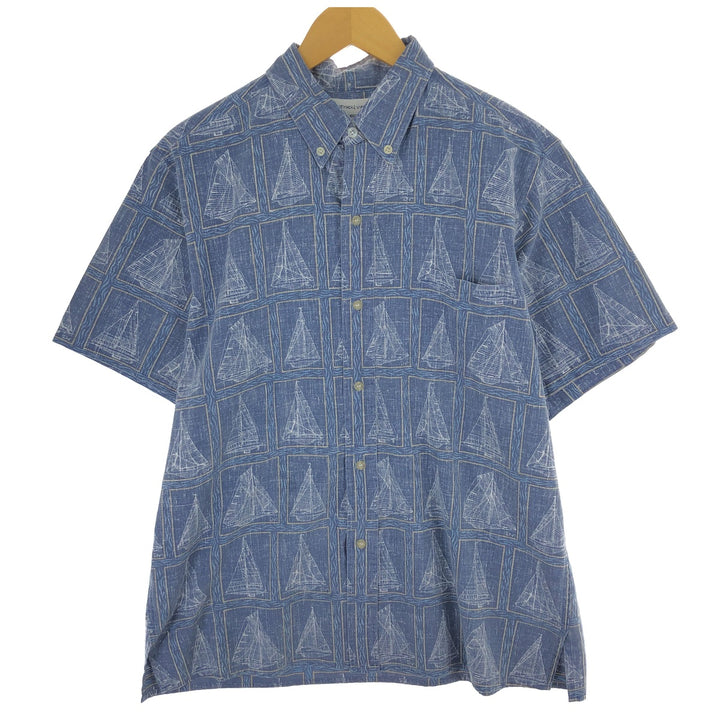 Reyn Spooner All-over Yacht Pattern Button-down Hawaiian Aloha Shirt Made in Hawaii Men's Size L /eaa470810