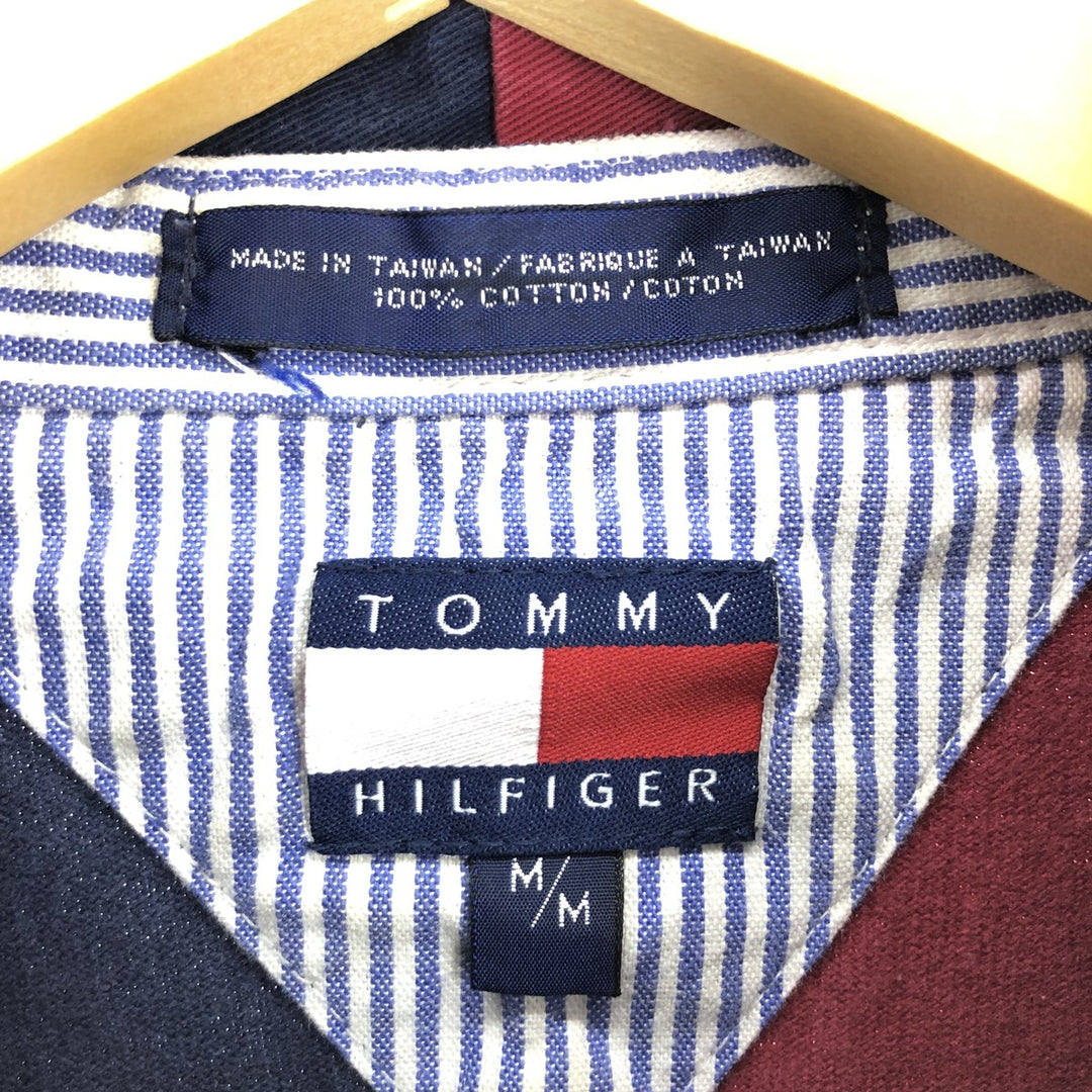 90'S Tommy Hilfiger Crazy Pattern Long Sleeve Polo Shirt Men's M Size Vintage / eaa471267