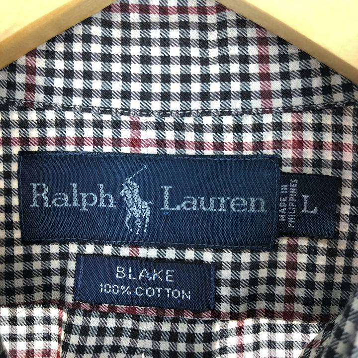 Ralph Lauren BLAKE long sleeve button down check shirt men's size L / eaa471681
