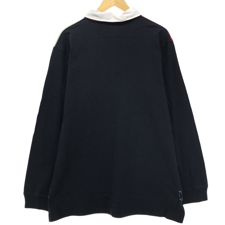 Tommy Hilfiger Border Pattern Crazy Pattern Long Sleeve Rugby Shirt, Men's XL cotton black type Vintage Second Hand