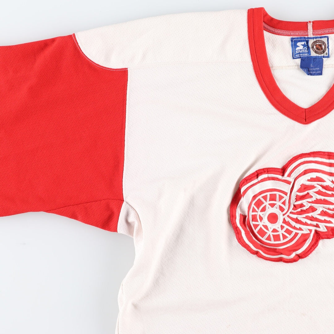 90'S Starter NHL Detroit Red Wings V-neck Game Shirt Hockey Shirt Men's L Vintage /eaa471918