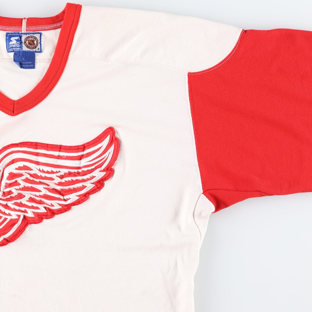 90'S Starter NHL Detroit Red Wings V-neck Game Shirt Hockey Shirt Men's L Vintage /eaa471918