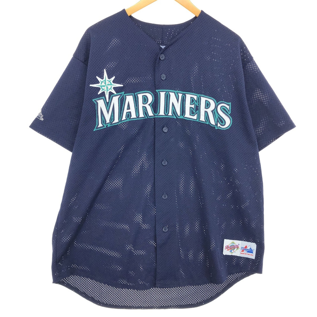 90'S Majestic MLB Seattle Mariners Mesh Game Shirt Baseball Shirt Made in USA Men's XL Vintage /eaa471922