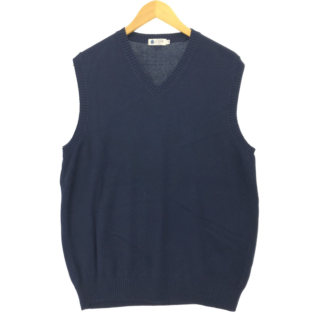J.Crew V-neck cotton knit vest, size L for men cotton navy blue type Vintage Second Hand