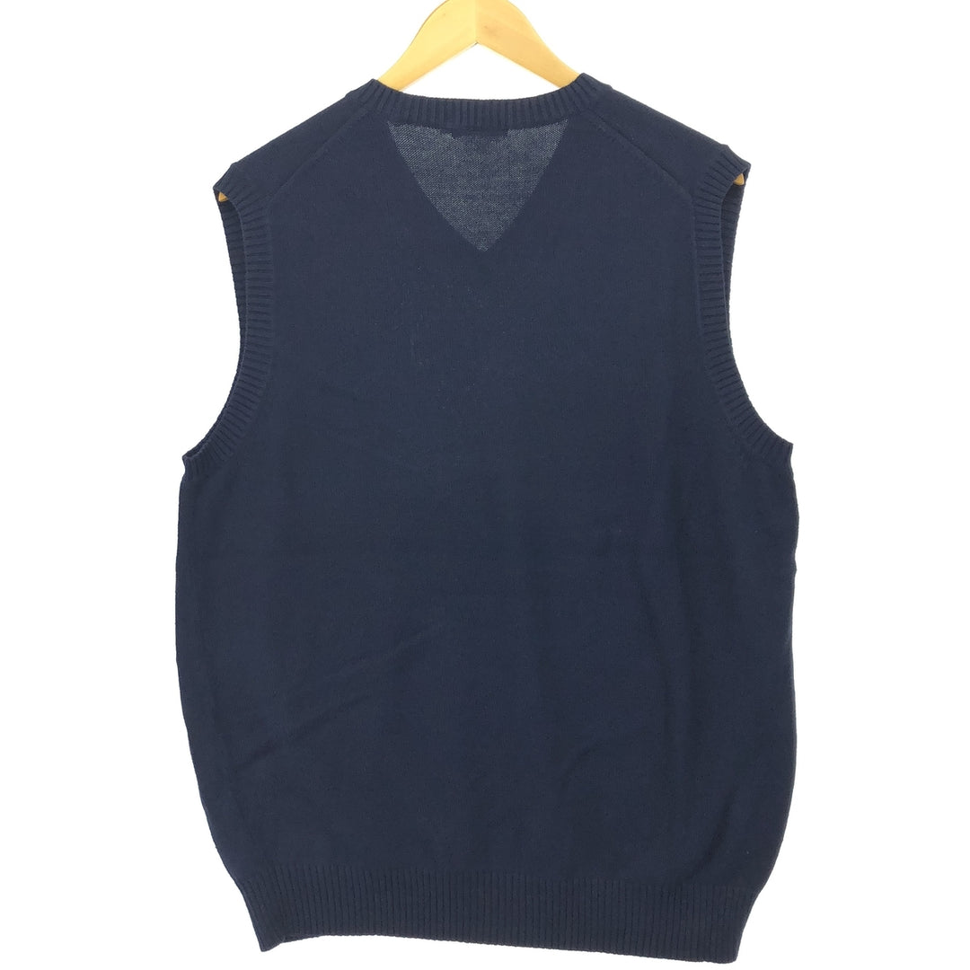 J.Crew V-neck cotton knit vest, size L for men cotton navy blue type Vintage Second Hand