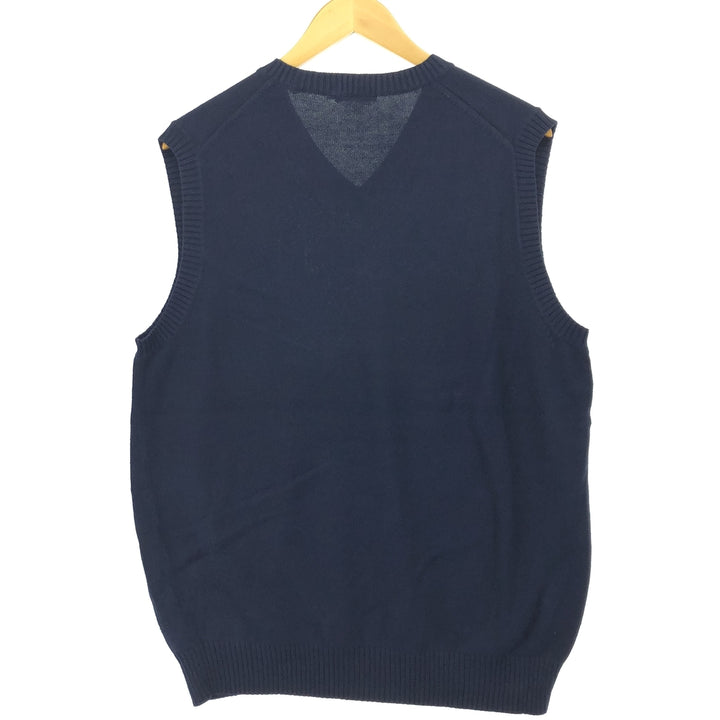 J.Crew V-neck cotton knit vest, size L for men cotton navy blue type Vintage Second Hand